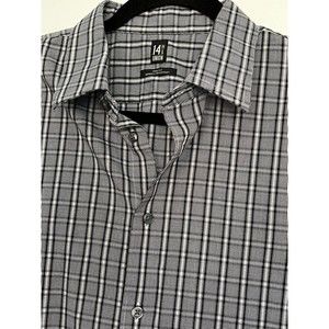 14th‎ & Union Men’s Black/White Check Trim Fit Wrinkle Resistant Long Sleeve